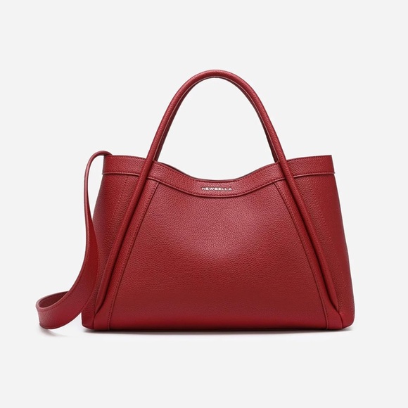 Red NEWBELLA Vegan Leather Tote Bag Shoulder Bag Handbag with Matching Purse - Picture 5 of 11